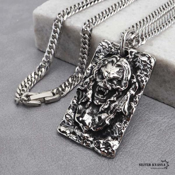 ステンレス ドッグタグネックレス ヴァンパイアネックレス シルバー