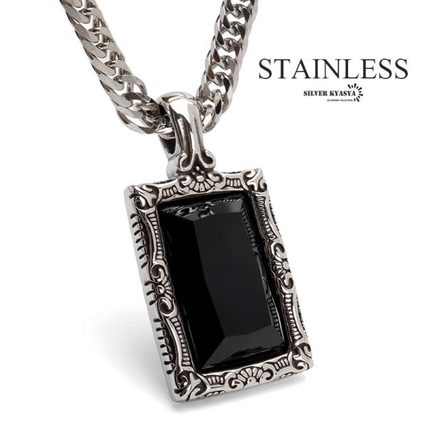 ブラックストーンネックレス ステンレス 一粒ネックレス ペンダント