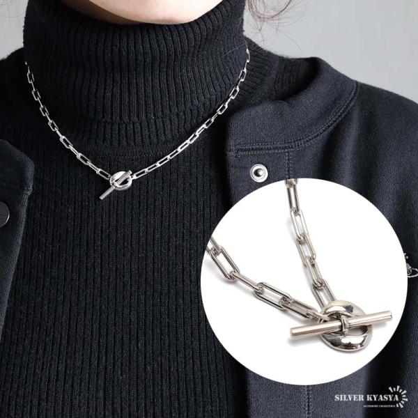 ＼期間限定25％OFFクーポン／シルバー925素材 長小豆チェーン マンテルネックレス ロング小豆チェーンネックレス Tバー OT 爆買