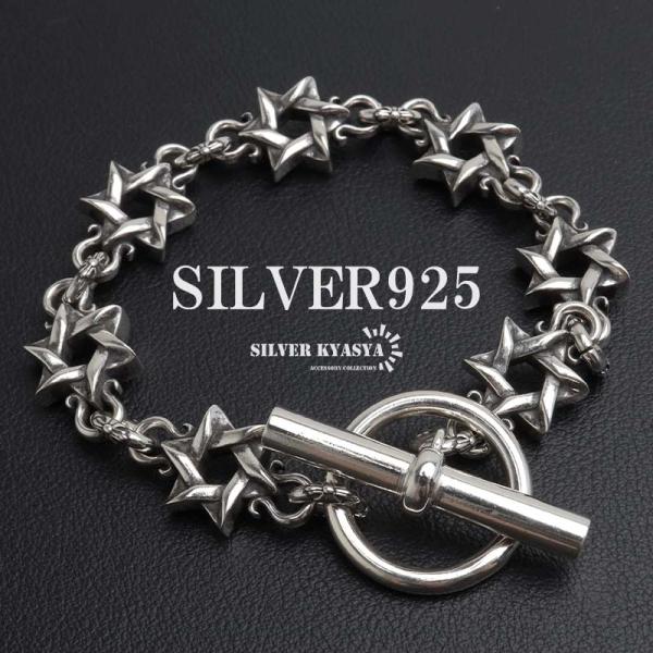 シルバー925 六芒星 チェーンブレスレット マンテルブレスレット