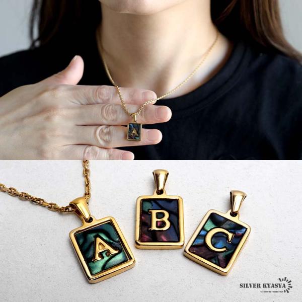 J*e様 k184℃ネックレス C、45cm) イニシャルネックレス ゴールド オーロラ スクエア