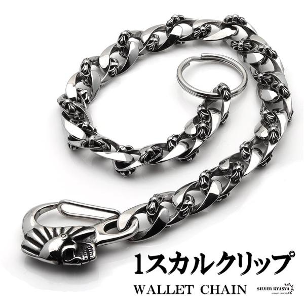 316L ステンレス インディアン スカル 髑髏 1クリップ ウォレット