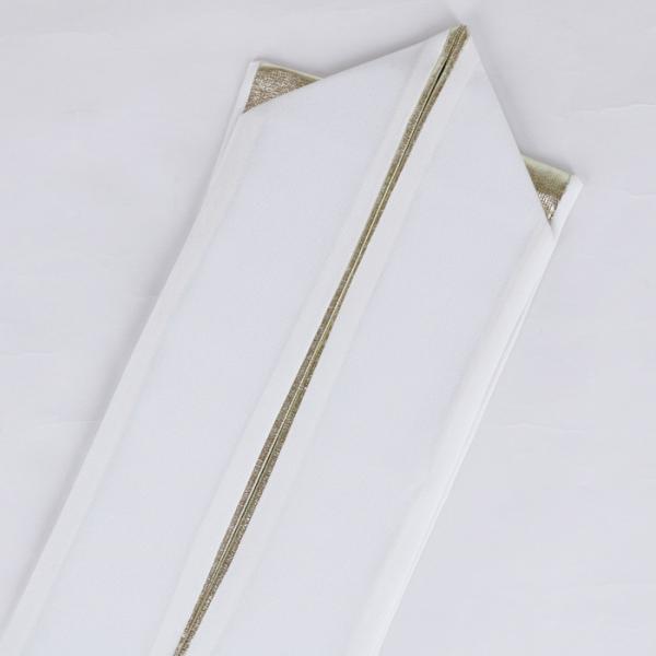メール便可】正絹 伊達衿 重ね衿 白 ホワイト 裏金 ゴールド 無地