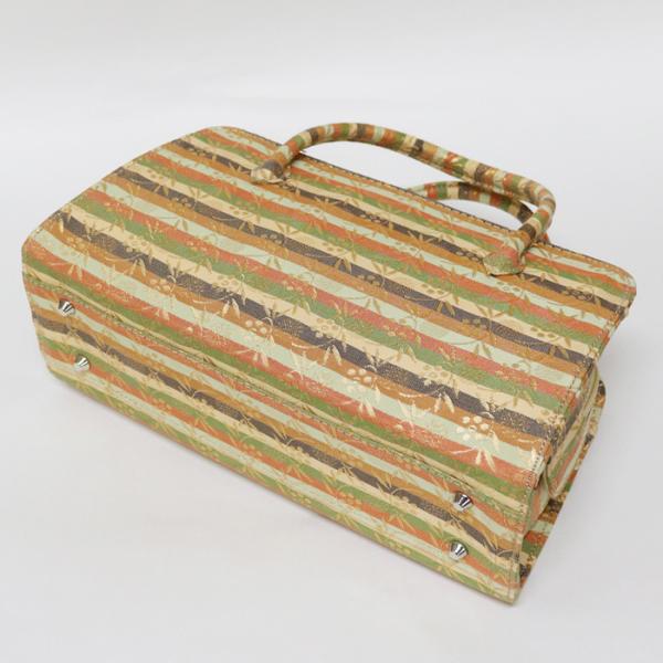 【匿名配送・新品・未使用】 利休バッグ　西陣織　本金　正絹　バッグ　バック 訳あり】【京都西陣生地】利休バッグ（08A010）金襴 縞 文様