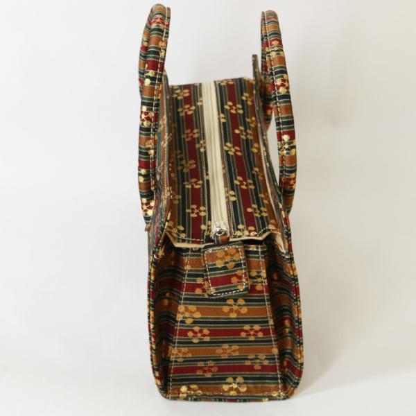 訳あり】【京都西陣生地】利休バッグ（08A062）金襴 縞 文様