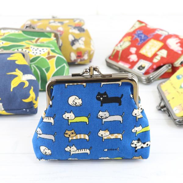 がま口 ポーチ [#43a] ケース 財布 小物入れ 小銭入れ 動物 犬 猫 和
