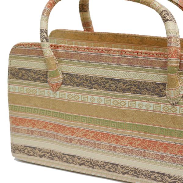 訳あり】【京都西陣生地】利休バッグ（08A004）金襴 縞 文様 和装