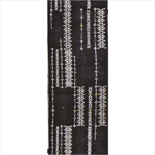 半幅帯 正絹「コプト縞紋」 黒系 京玉響 西陣織 : 名古屋帯と半幅帯