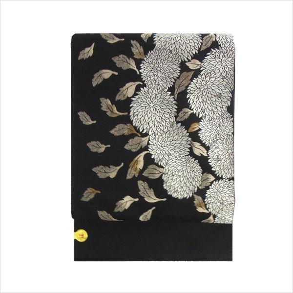 名古屋帯 正絹 黒 菊 〜クリサンセマム〜 ブラック 京玉響 西陣織