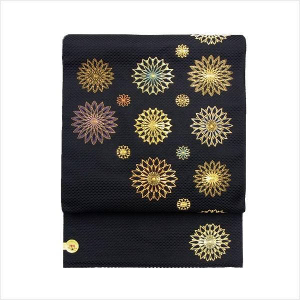 名古屋帯 正絹 黒 雪 〜雪華紋重ね文様〜 ブラック 京玉響 西陣織  