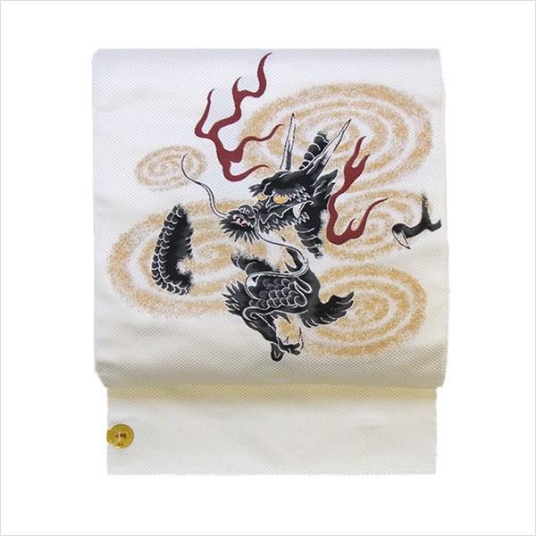 名古屋帯 正絹 白 龍 〜龍神〜 ホワイト 京玉響 西陣織 : 名古屋帯と