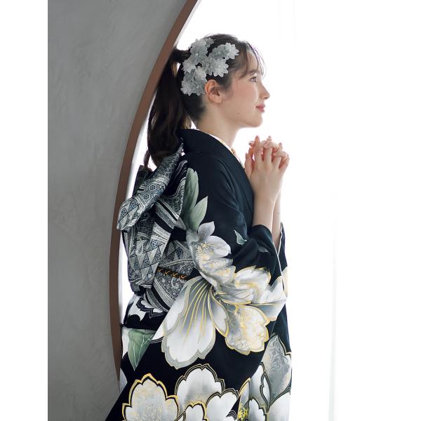 振袖　本体　花柄　小さめサイズ 正統派古典 オレンジ/ピンク/赤 小花柄 可愛い 小さめ 王道