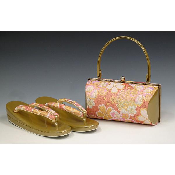 振袖用-草履バッグセット dazo6577-5 金地・ゴールド/帯地 2枚芯