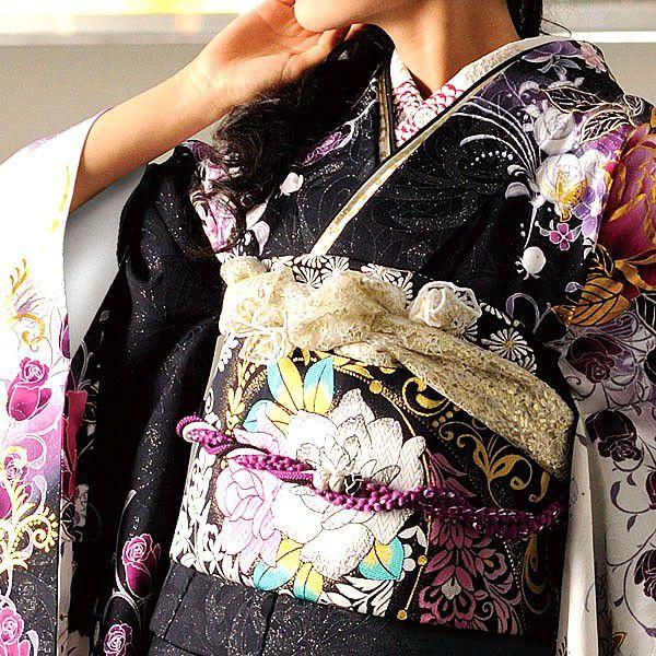 振袖セット適応商品】 振袖用-レース帯揚げ c333 白・金 振袖セット適応商品】 振袖用-レース帯揚げ c333 白・金