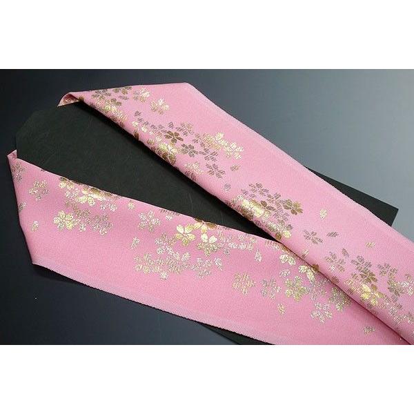 振袖襦袢用ーおしゃれ半襟 yaha0502-1 正絹半襟 ピンク地金彩桜模様