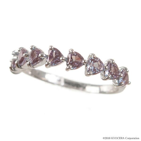 アレキサンドライト リング 指輪 K18ホワイトゴールド ハート連 9石 6  