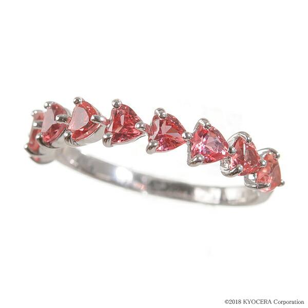 超歓迎定番 パパラチアサファイア プレゼント クレサンベール 京セラ 京セラジュエリー 通販 Paypayモール リング 指輪 K18ホワイトゴールド ハート連 9石 9月誕生石 国産限定品 Redprolid Org