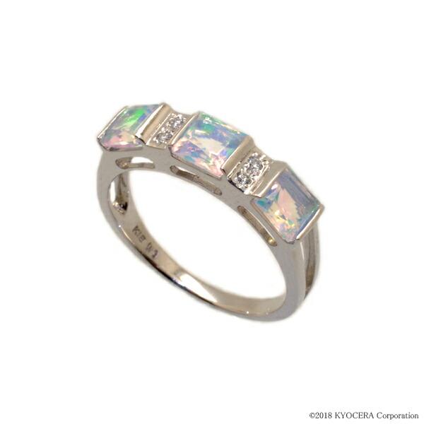 ウォーターオパール リング 指輪 K18ホワイトゴールド バケットカット 10月誕生石 プレゼント クレサンベール 京セラ 京セラジュエリー 通販 Paypayモール