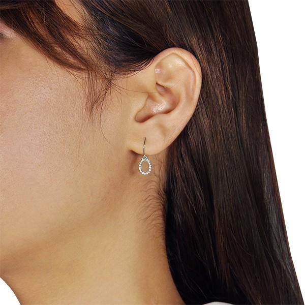 ダイヤモンド ピアス K18ホワイトゴールド 合計0.18カラット 楕円 天然石