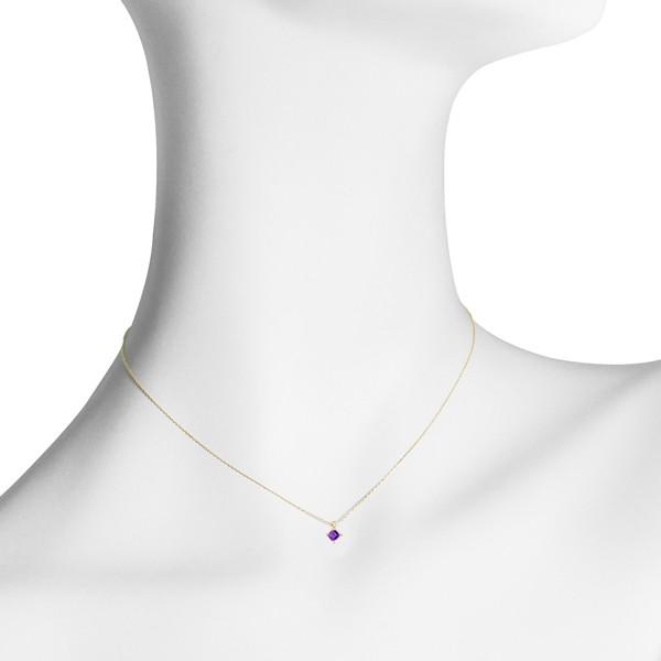 KYOCERA アメジスト ネックレス K18イエローゴールド スクエア  