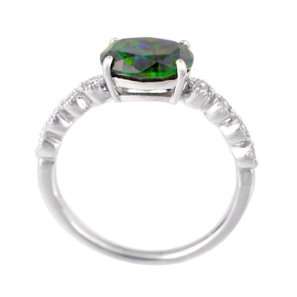 ブラックオパール リング 指輪 K18ホワイトゴールド オーバル 8mm*6mm  