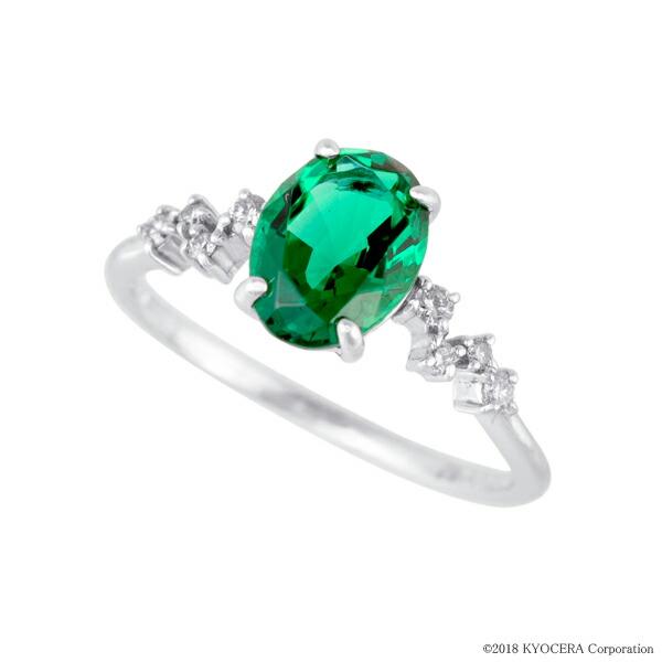 KYOCERA（京セラ） エメラルド リング 指輪 K18ホワイトゴールド