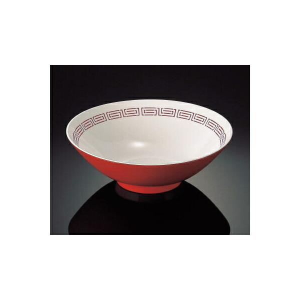 メラミン 唐草ラーメン鉢 洗朱内純白 685-AW(192φ×H61mm 860cc)マンネン