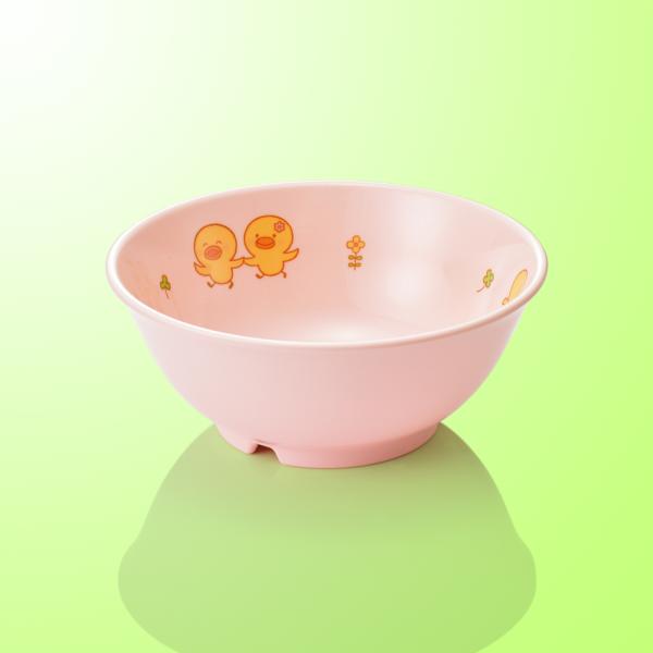 メラミンこども用食器 ひよこ/ピンク ボール　小 (φ146×H60mm・520cc) マルケイ[J48HIP] 業務用 割れにくい 丈夫 プラスチック製 保育園 給食 食器