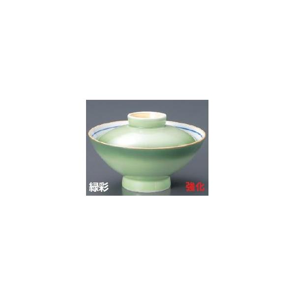 強化セラミック 緑彩蓋付大茶　14.6×9.4cm　うつわ(Vol.15)[420-15-715] 10点セット
