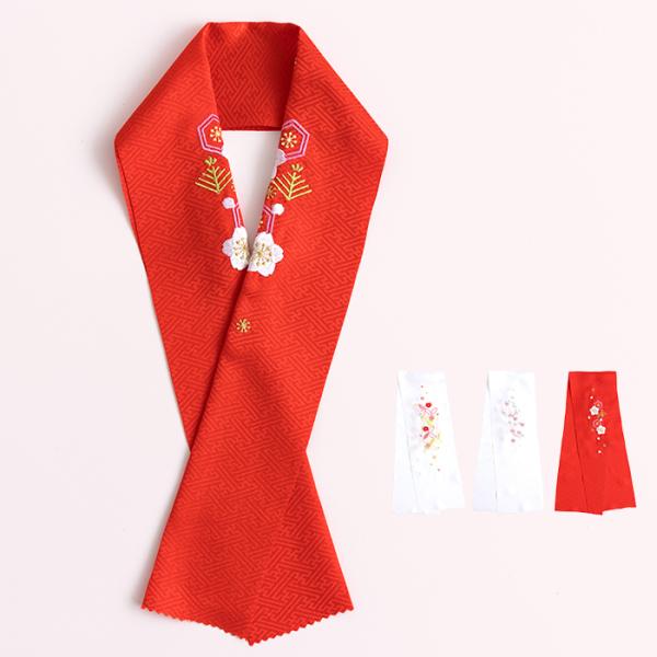 かわいい刺繍半衿です。衿元を華やかに見せてくれます。ポリエステルなので洗えて便利。七五三等の晴れ着・卒業式の袴姿等にいかがでしょうか。