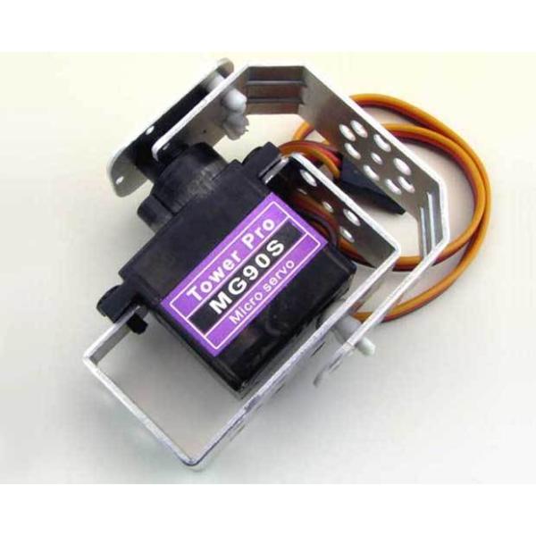 プチロボLシリーズ用のサーボモータ拡張セット。当セットでサーボモーターを1軸増設するためのパーツ、プッシュリベット、サーボブラケットなどが全て入っています。動作機能の拡張など、プチロボの標準キット内の軸数では足りない場合にご使用ください。