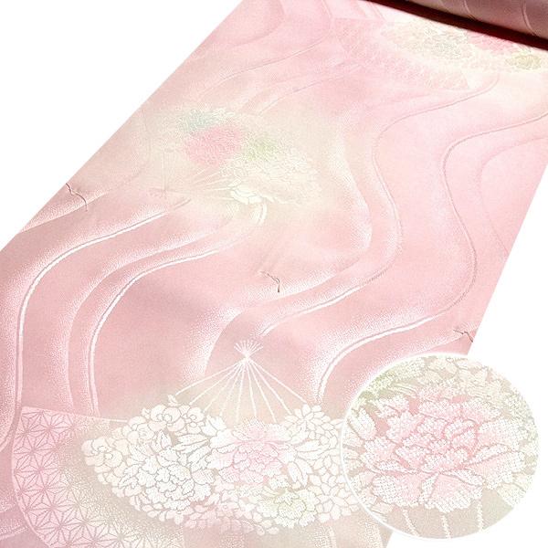 美しいボカシ染め 扇面柄 花模様 正絹 長襦袢 反物 : 京きもの 和楽屋