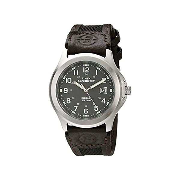 �r���v Timex Men's T40091 Expedition Metal Field Black/Brown Nylon/Leather Strap W