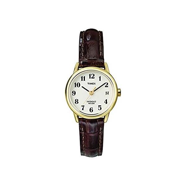Timex Womens Easy Reader Brown Leather Strap Watch