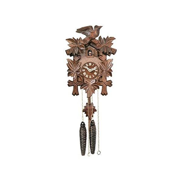 River City Clocks One Day Hand-Carved Cuckoo Clock with Five Maple Leaves &amp;