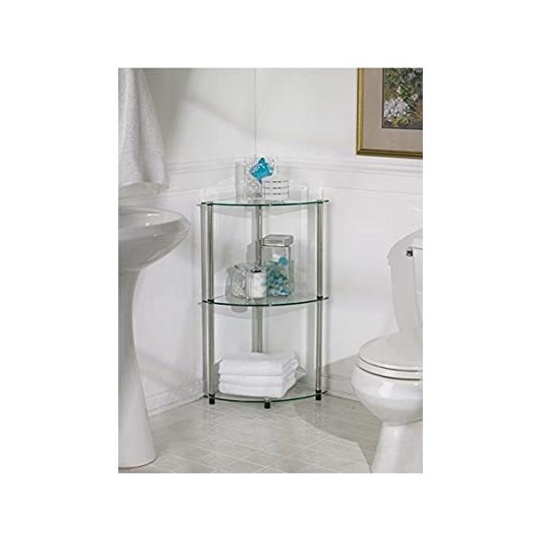 Designs2Go Classic Glass 3 Tier Corner Shelf