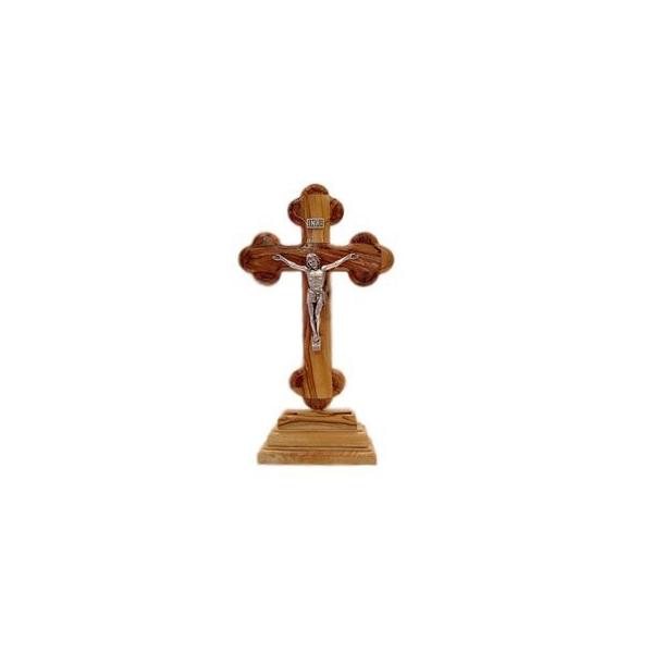 Olive Wood Standing Cross with Crucifix - 10 inches high