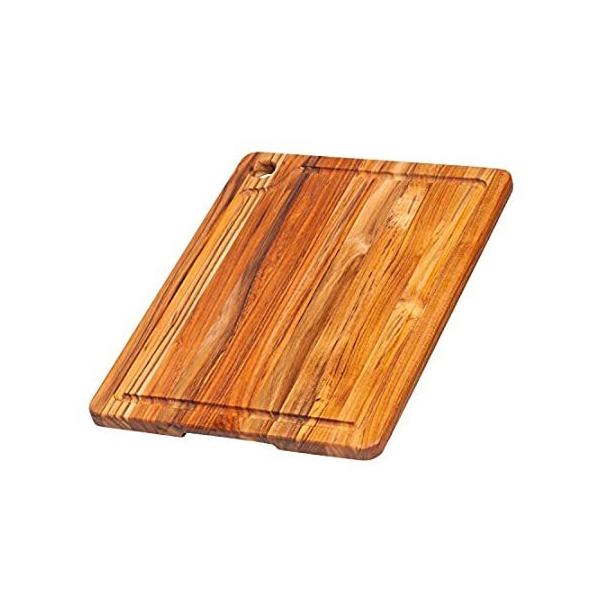 Teak Cutting Board - Rectangle Edge Grain Board With Corner Hole And Juice  ���s�A���i