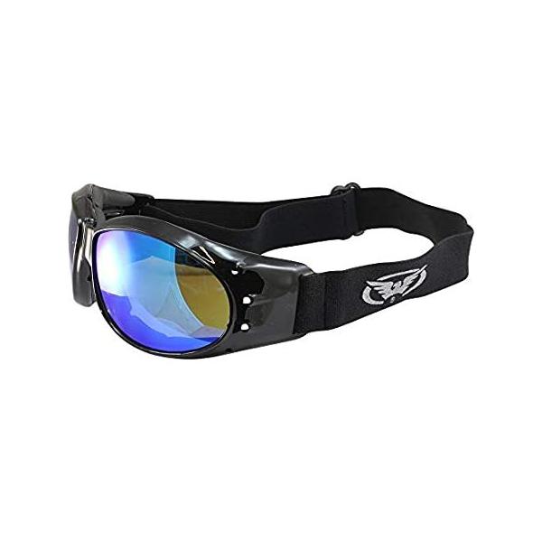 Global Vision Eliminator G-Tech Motocycle Goggles Black Frames Blue Mirror