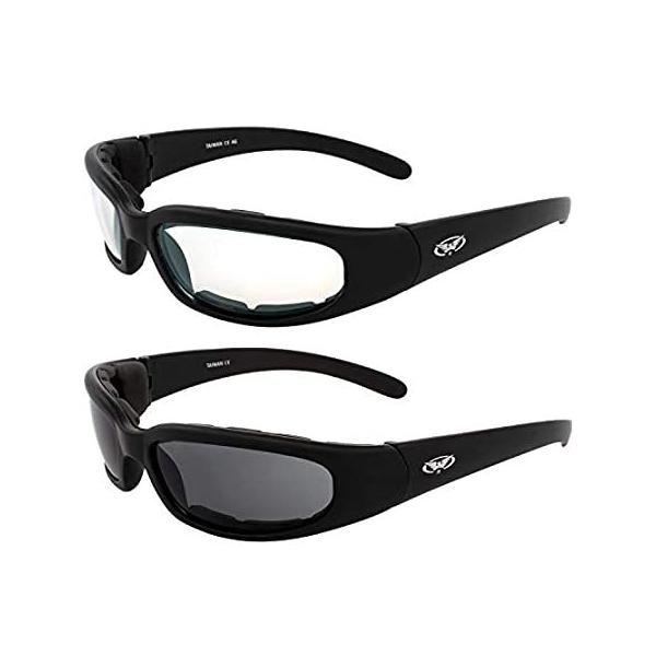 2 Pairs of Global Vision Chicago Padded Motorcycle Riding Sunglasses Black