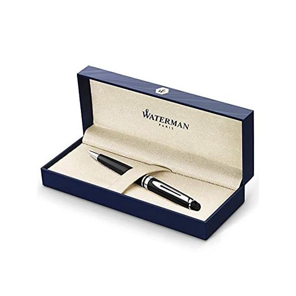 Waterman Expert Gift Box includes Medium Nib Chrome Trim Ball Pen - Black/B