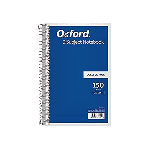Wirebound 3-Subject Notebook, College Rule,9-1/2 x 6, White, 150 Sheets/Pad sAi