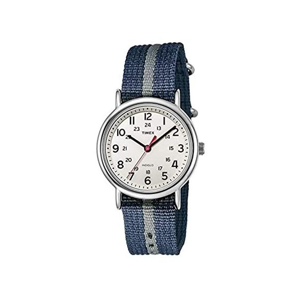 rv Timex Unisex T2N654 Weekender 38mm Blue/Gray Stripe Nylon Slip-Thru Strap W