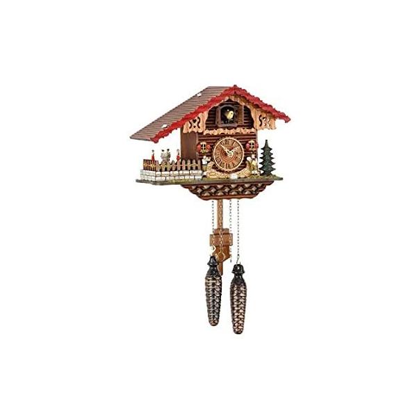 Trenkle Quartz Cuckoo Clock Swiss House with Music, Turning Dancers TU 457