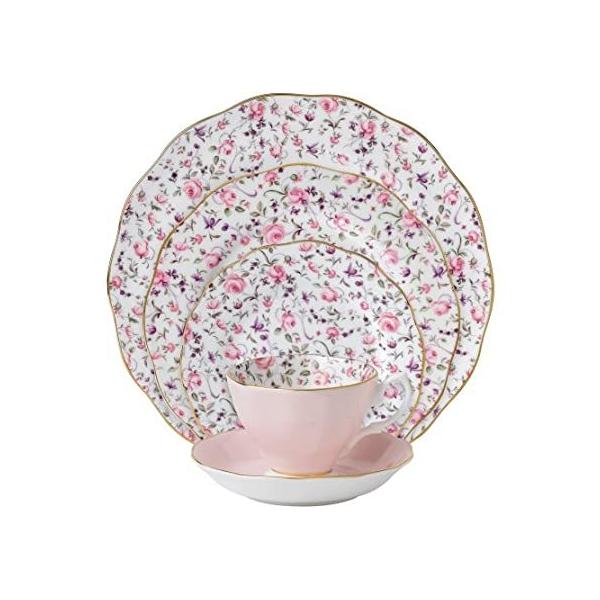 Albert New Country Roses Rose Confetti Vintage Formal Place Setting, 5-Pie sAi