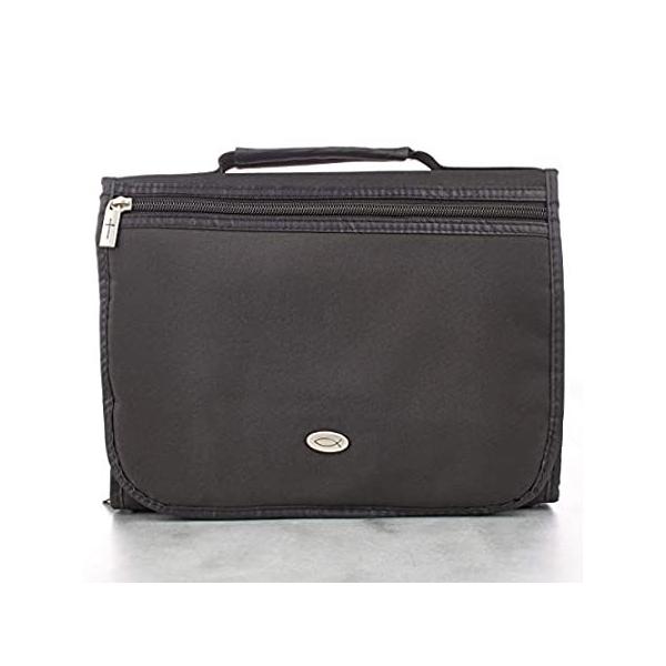 Christian Art Gifts Black Microfiber Bible Cover for Men and Women | Ichthu