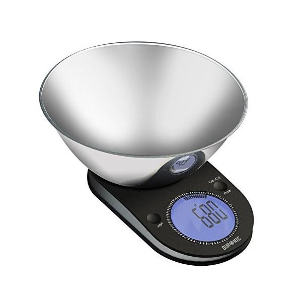 Duronic Kitchen Scales KS5000 Digital Postal Scale 5 KG / 11 LB with Baking Mixing Bowl | Stainless Steel | Large Display