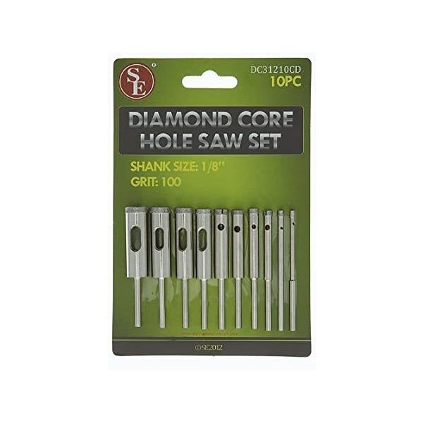 SE 1/8" Diamond Core Hole Saw Set with 100 Grit (10 PC.) - DC31210CD