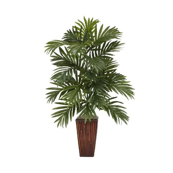 Nearly Natural 6675 Areca Palm with Bamboo Vase Decorative Silk Plant, Green