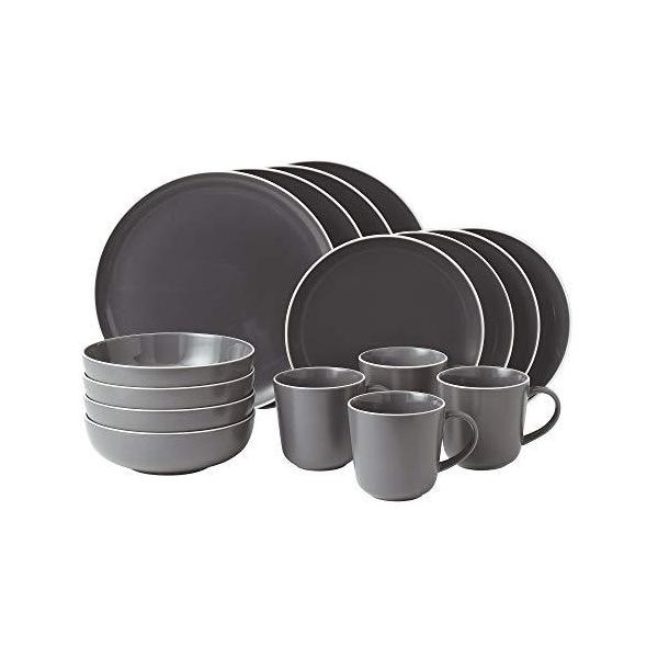 Gordon Ramsay Bread Street Cafe 16-Piece Dinnerware Set, Slate Grey